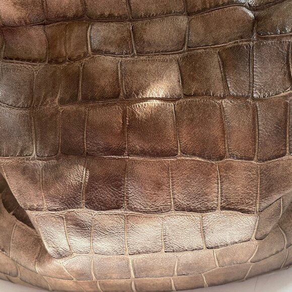 REPTILE's HOUSE Large Brown Faux Crocodile Leather Shoulder Bag: NWOT! - Picture 7 of 9